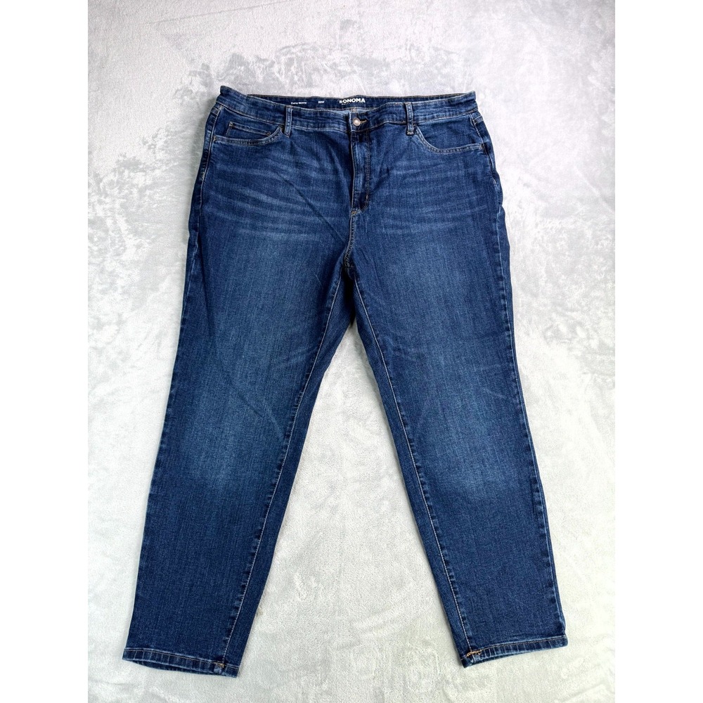 Sonoma Goods For Life Curvy Skinny Women 22W Blue Denim Cotton Stretch High Rise